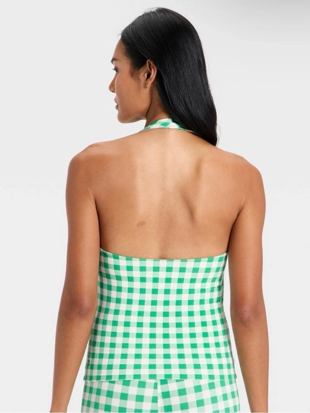 Green Gingham Halter Top
